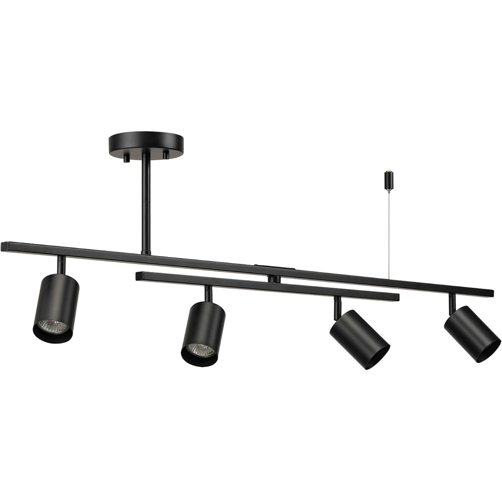 image:imageGlobe Electric 57500 4Light Track Lighting Matte Black Adjustable Center Swivel Bar Modern Ceiling Fixture for Kitchen Island Hallway or Dining Room Table GU10 BiPin Twist and Click BaseBlack West