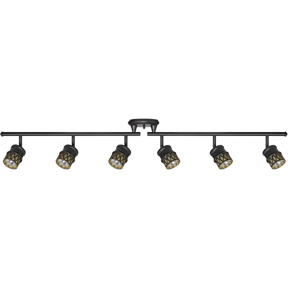 image:imageGlobe Electric 59086 6Light Foldable Track Lighting Oil Rubbed Bronze Finish Adjustable Champagne Glass Heads Ceiling Light Fixture for Kitchen Island or Dining Room GU10 Base Timeless