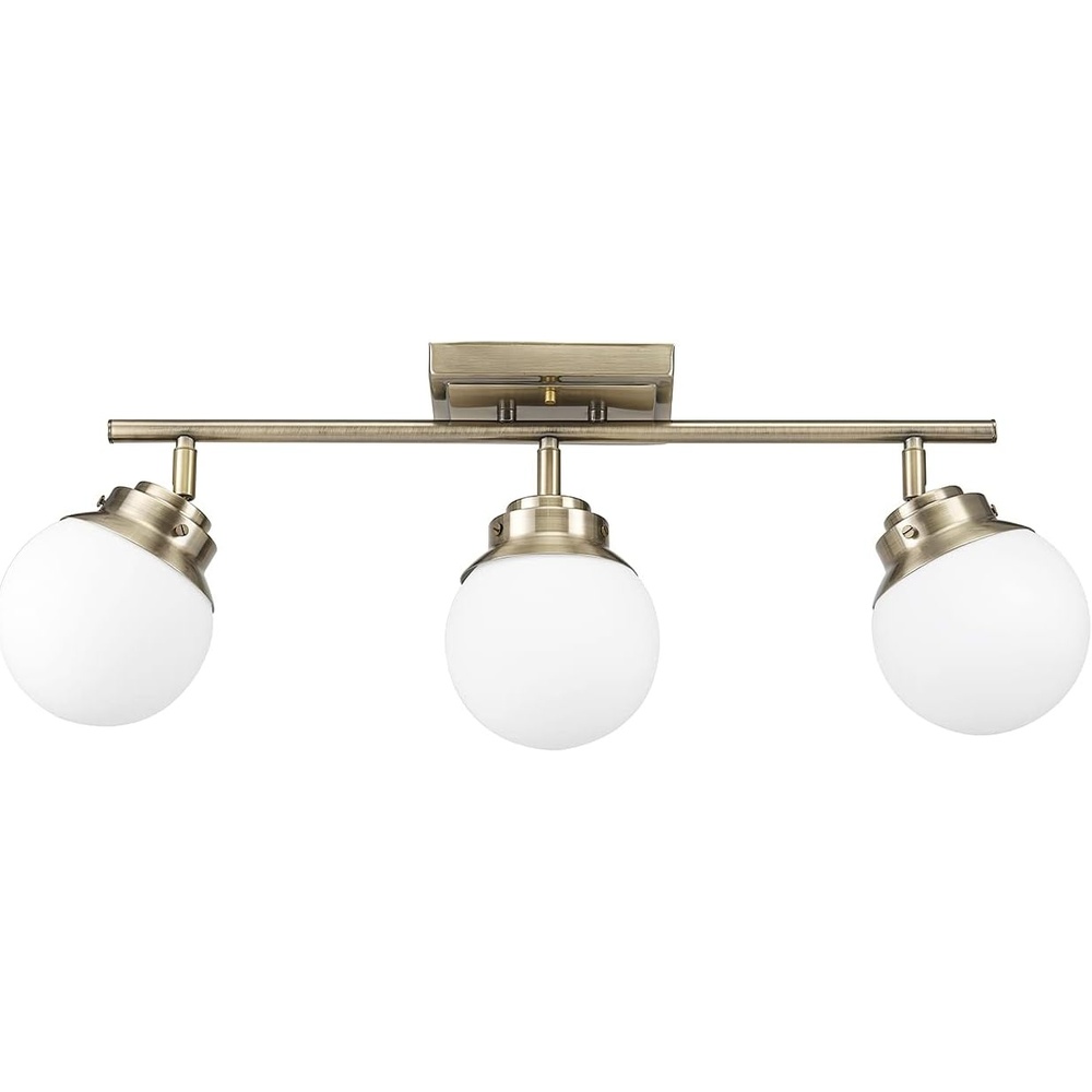 image:imageGlobe Electric 59767 Mabel 3Light Track Lighting Antique Brass Frosted Glass Shades Bulbs Included GoldAntique Brass Mabel