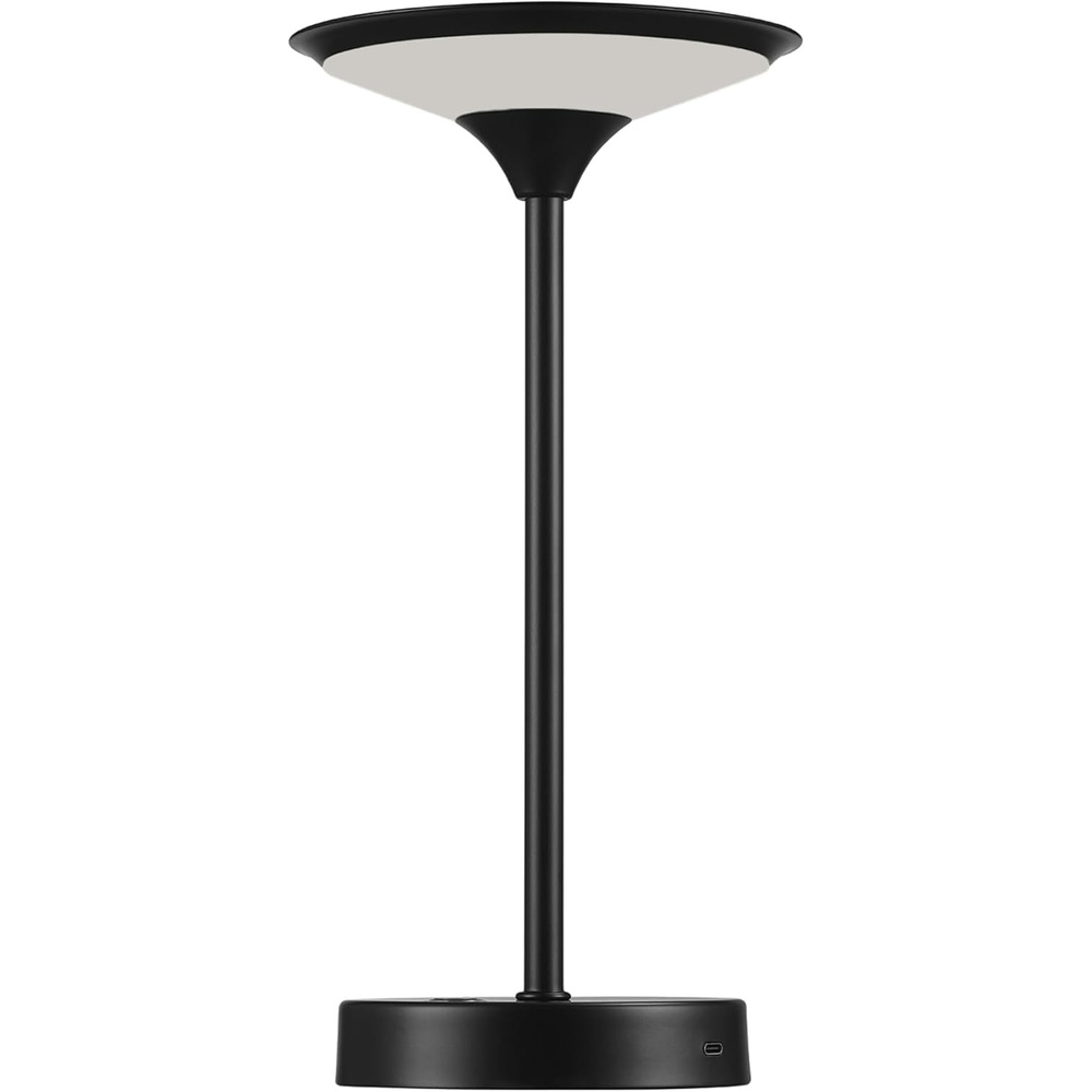 image:imageGlobe Electric 60000118 8 15W LED Integrated Outdoor Table Lamp Black Plugin Rechargeable Battery USBC Cable Frosted Acrylic Diffuser 4Step Dimmer Touch Switch Wet RatedBlack