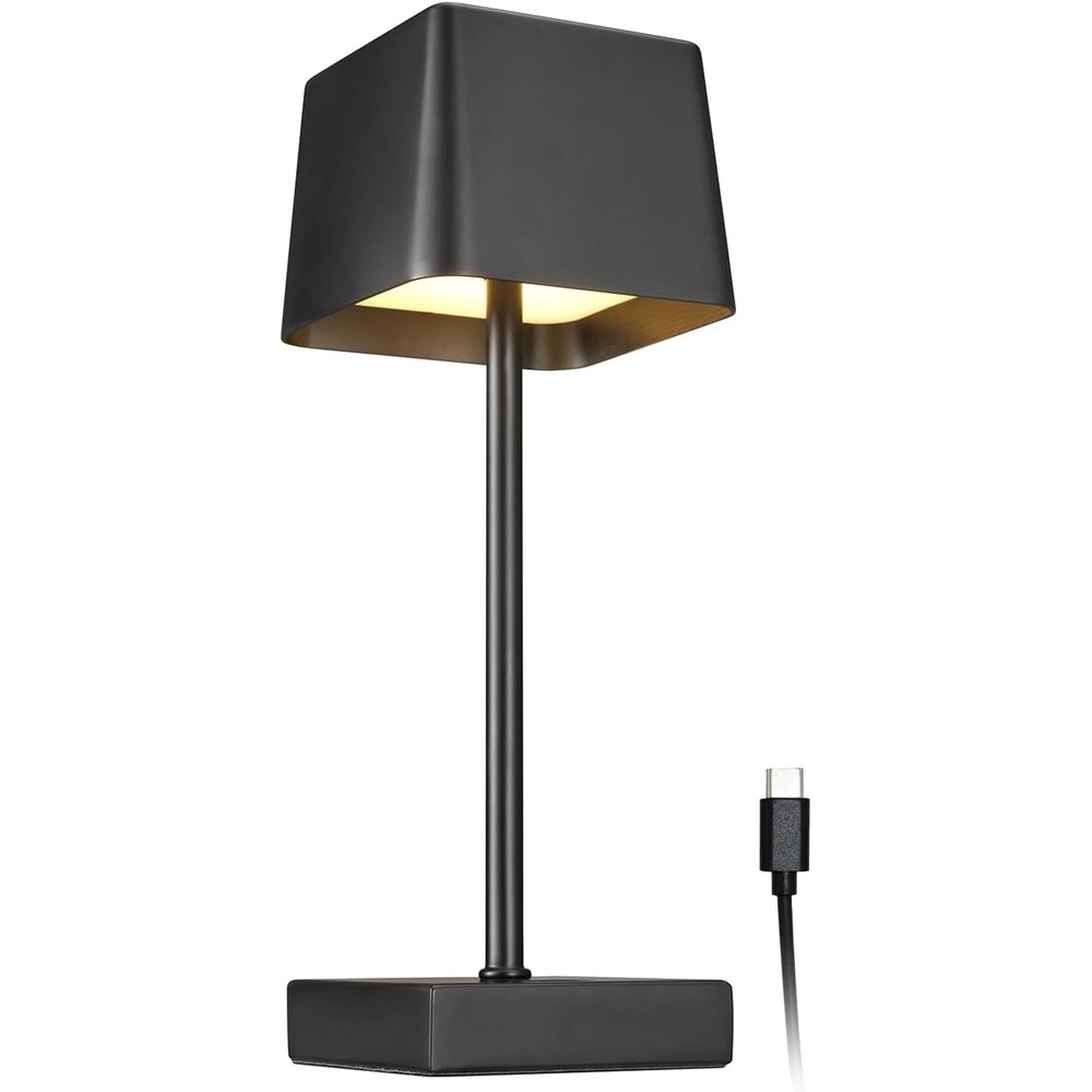 image:imageGlobe Electric 60000118 8 15W LED Integrated Outdoor Table Lamp Black Plugin Rechargeable Battery USBC Cable Frosted Acrylic Diffuser 4Step Dimmer Touch Switch Wet RatedBlack   Solar
