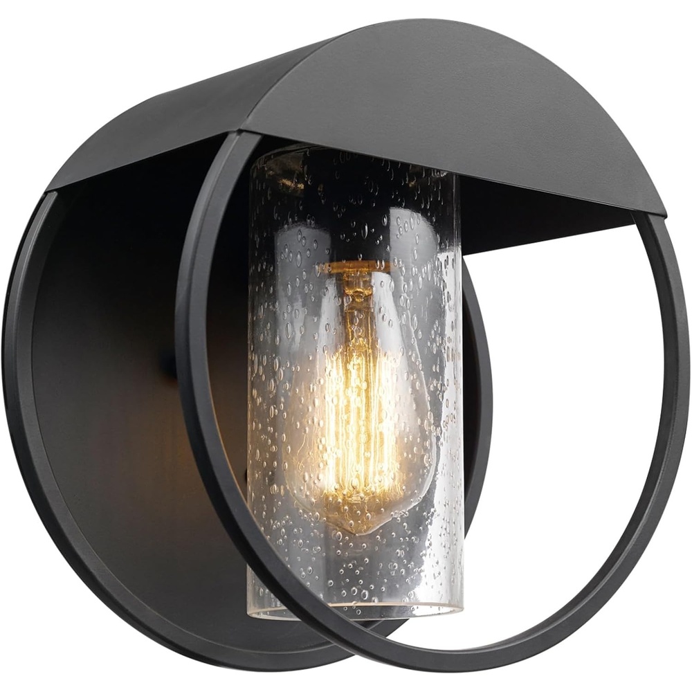 image:imageGlobe Electric 60000131 2Light Outdoor Wall Sconce Dark Bronze Matte Brass Accents Weatherproof Glass Door ClosureBlack Neruda