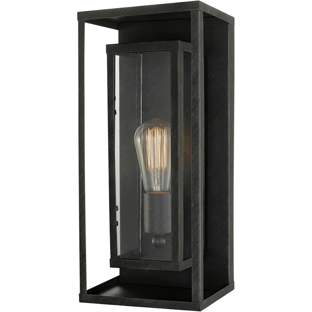 image:imageGlobe Electric 60000131 2Light Outdoor Wall Sconce Dark Bronze Matte Brass Accents Weatherproof Glass Door ClosureBronze  Montague