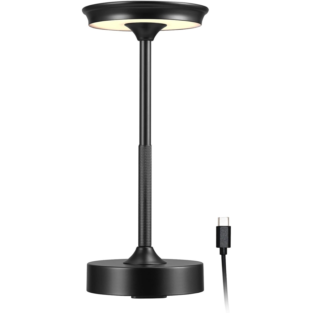 image:imageGlobe Electric 60000176 105 2W Led Integrated Outdoor Table Lamp Black Rechargeable Battery USBC Charging Cable Included 3Level Touch Dimmer Switch Damp RatedBlack