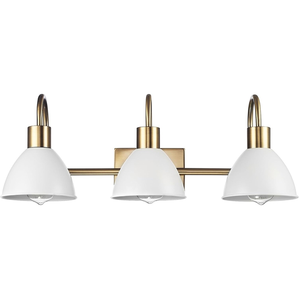 image:imageGlobe Electric 63000056 24 3Light Vanity Light Matte Brass Finish Matte White Metal Shades Bathroom Dcor Home Dcor Home Improvement Makeup Lighting Beauty Room Accessories