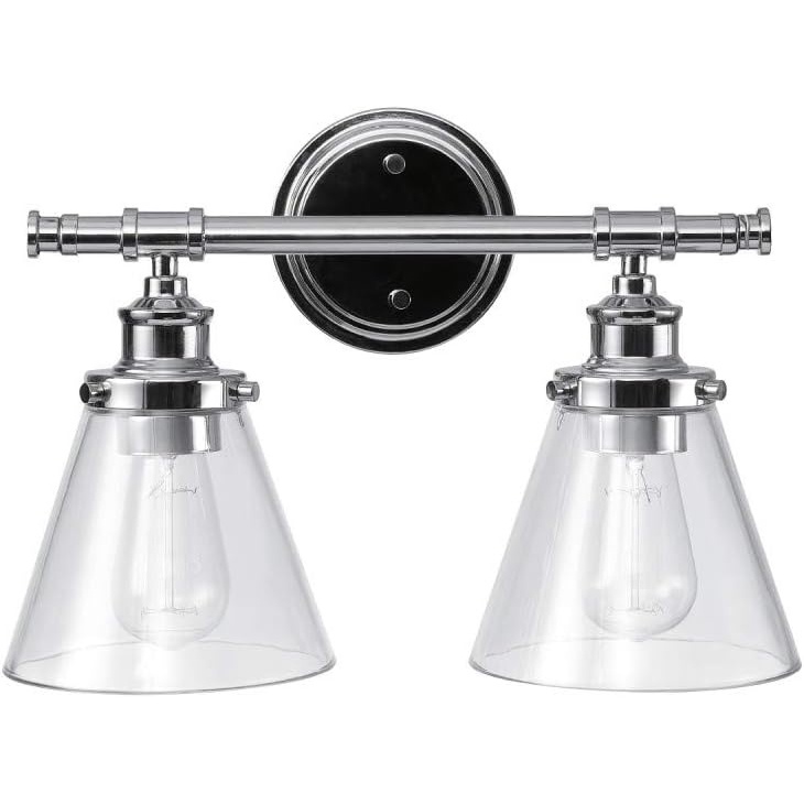 image:imageGlobe Electric 63000101 3Piece Powder Room Set Matte Black 13 2Light Vanity Fixture Seeded Glass Shades Towel Ring Toilet Paper Holder Bathroom Decor Lighting Over Mirror Home EssentialsChrome