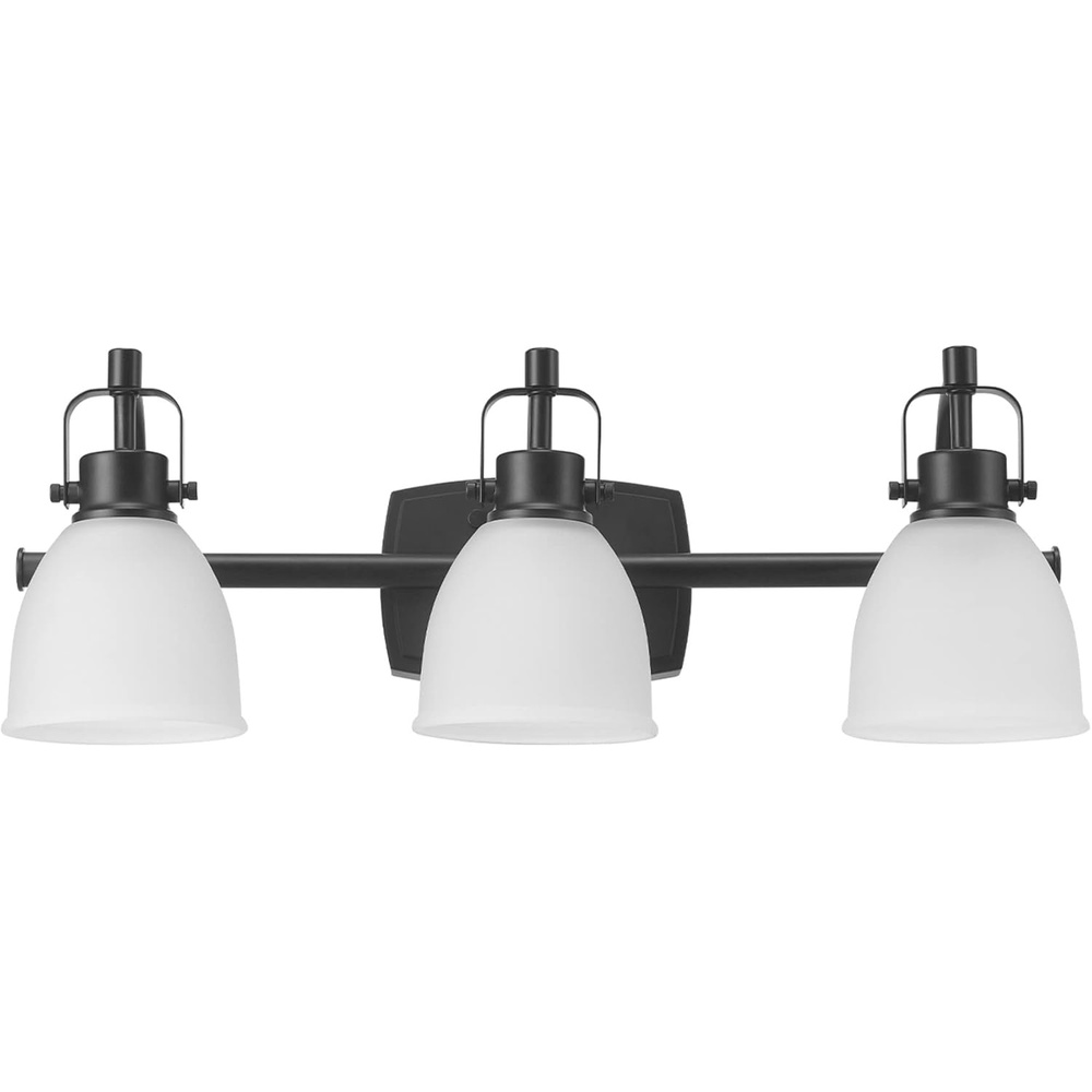 image:imageGlobe Electric 63000104 3Piece Bath Accessories Satin Nickel Finish 15 2Light Vanity Light Alabaster Glass Shades Toilet Paper Holder Towel Ring Bathroom Dcor Home EssentialsMatte Black LED