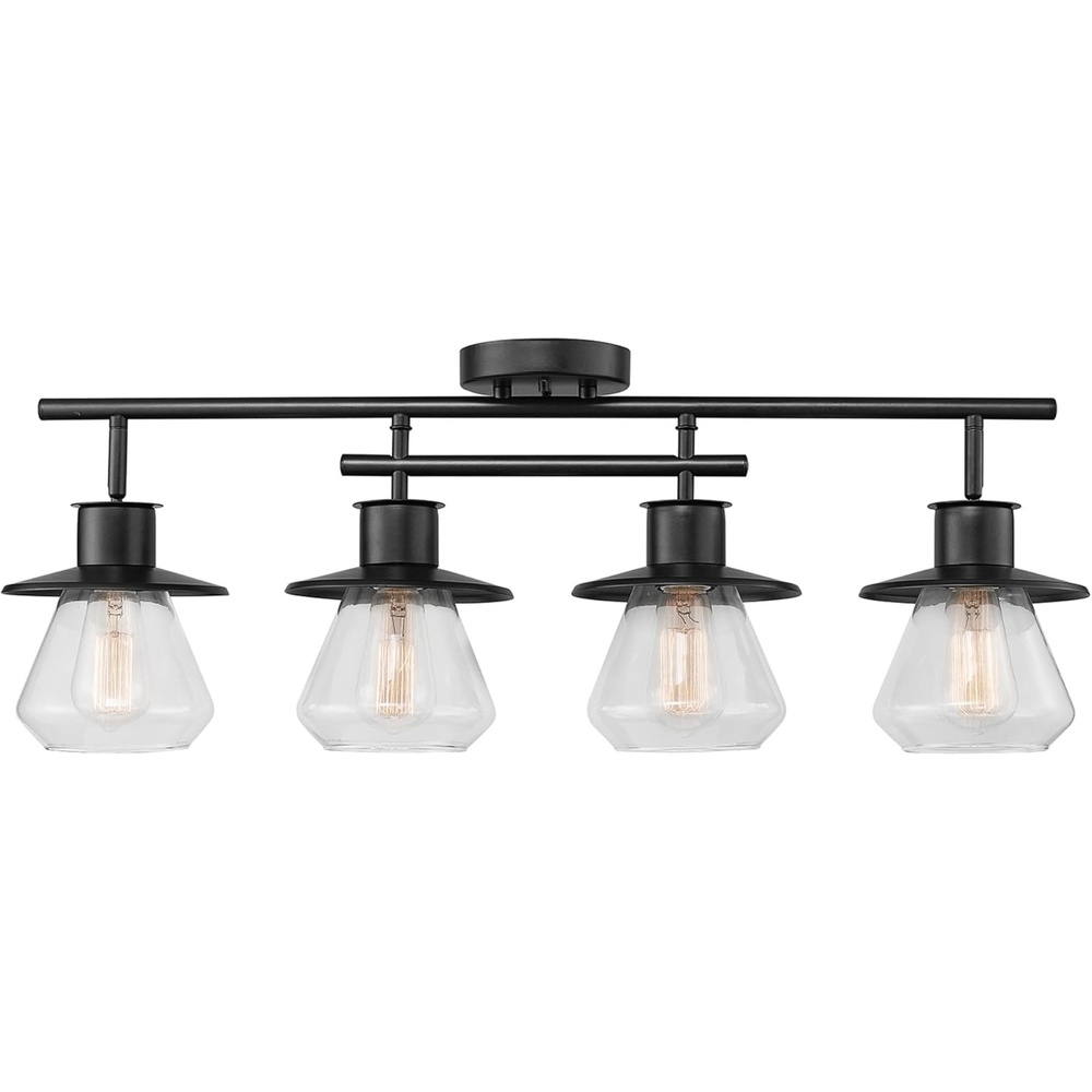 image:imageGlobe Electric 64000045 24 3Light Track Lighting Pewter Clear Glass Shades Ceiling Light Pivot Shade 3 Bulb Kitchen Lights E26 SocketDark Bronze
