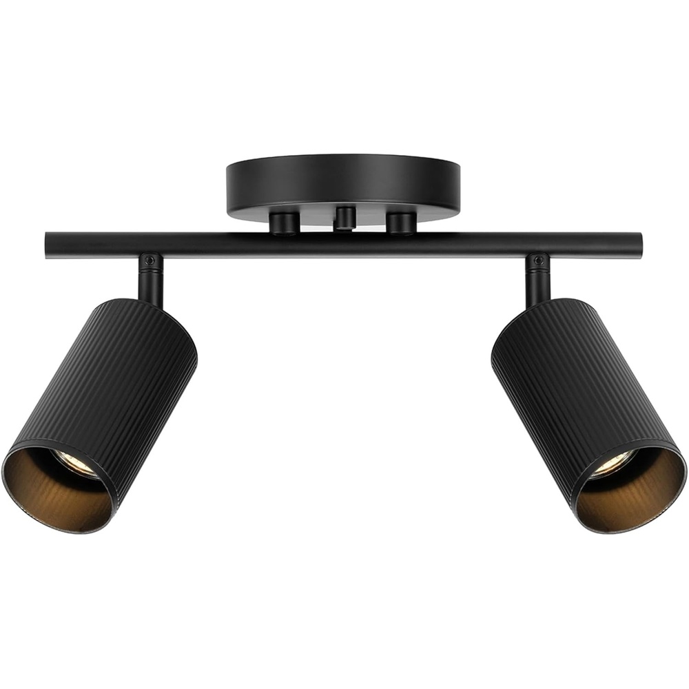 image:imageGlobe Electric 64000092 21 3Light Track Lighting Matte White Pivoting Shades Ceiling Lamp for Bedroom Kitchen Hallway Bathroom Den Dining Room Home DcorMatte Black  Ribbed Shades