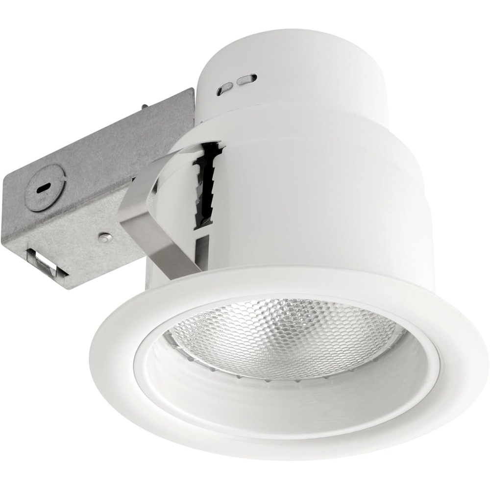 image:imageGlobe Electric 90671 5 Rust Proof IndoorOutdoor Ridged Baffle Round Trim Recessed Lighting Kit White Easy Install PushNClick Clips 45 Hole Size Dimmable Porch Light Bulb Not Included1 Pack