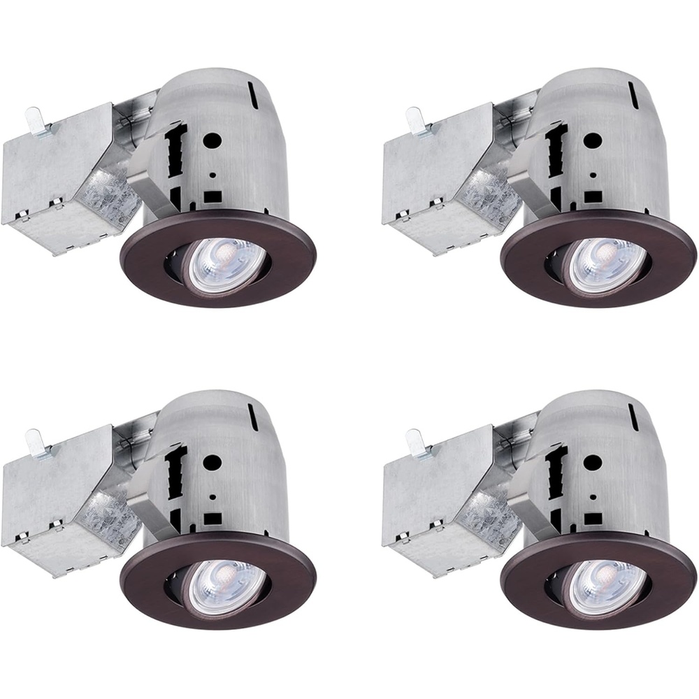 image:imageGlobe Electric 90964 3 Swivel Round Trim Recessed Lighting Kit 4Pack Oil Rubbed Bronze Finish Easy Install PushNClick Clips 325 Hole Size Dimmable Ceiling Light Bulb Not Included4 Count Pack of 1
