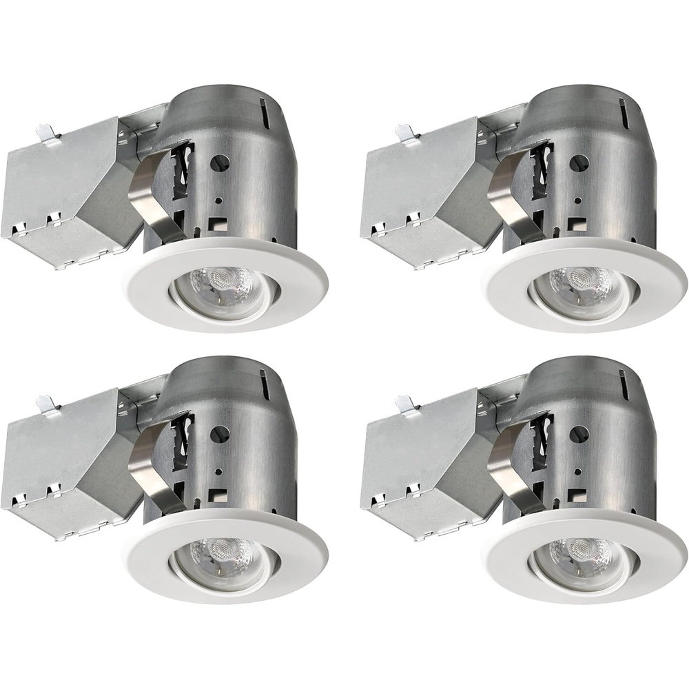 image:imageGlobe Electric 90964 3 Swivel Round Trim Recessed Lighting Kit 4Pack Oil Rubbed Bronze Finish Easy Install PushNClick Clips 325 Hole Size Dimmable Ceiling Light Bulb Not Included1 Count Pack of 4