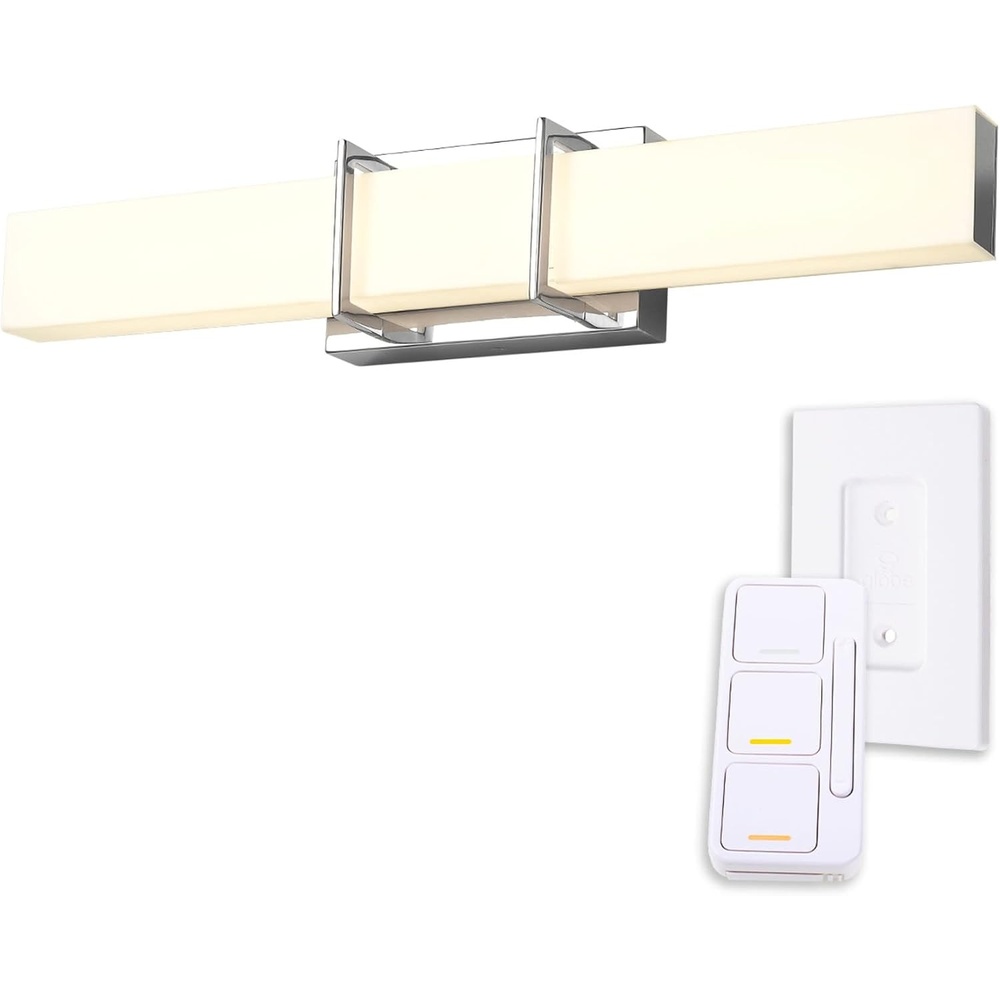 image:imageGlobe Electric 91005408 Horizon 24 Wide LED Bath Bar with Frosted Acrylic Shade Chrome