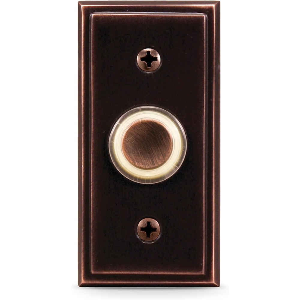 image:imageGlobe Electric 91008661 Heath Zenith Metal Wired Lighted Push Doorbell Button Oil Rubbed Bronze