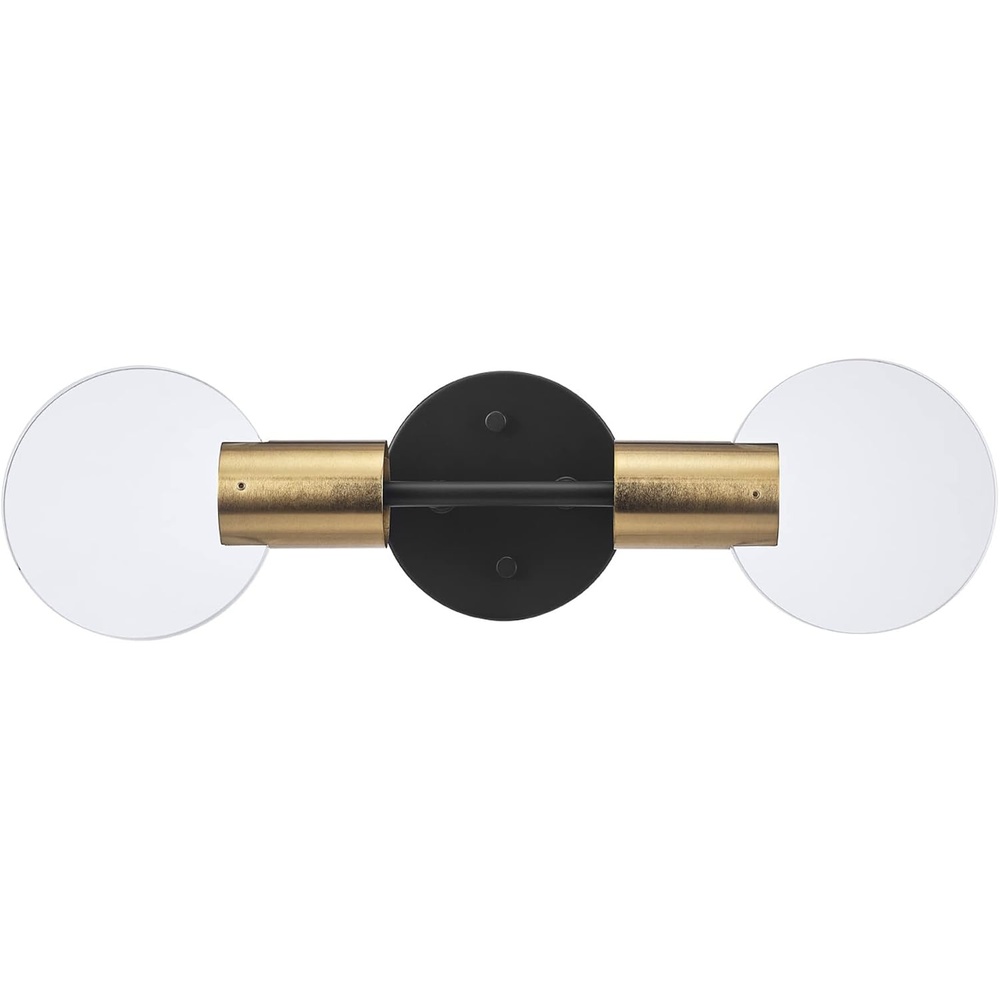 image:imageGlobe Electric Edinburgh 24 LED Integrated Vanity Light Matte Black 19W 1200 Lumens 4000 Kelvin Cool White 90 CRI Frosted Acrylic Shades Dimmable Bulb Not IncludedMatte Black  Brass