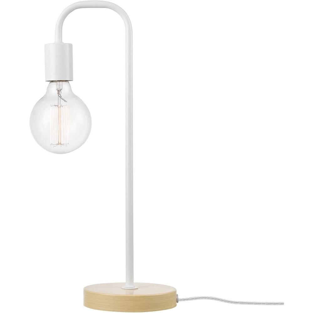 image:imageGlobe Electric Holden 18 Table Lamp Matte White Faux Light Wood Base Indoor LED 60W E26Matte White  Faux Wood