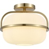 Brass  Frosted Ribbed Glass Shade
