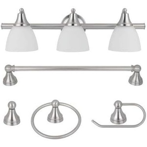3-Light Vanity Set, Frosted Glass, Brushed Steel