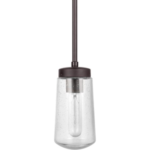 GLOBE Electric 44616 Tyson 1-Light Outdoor Pendant, Dark Bronze, Clear Seeded Glass Shade, Bulb Included(Bronze  Tyson)