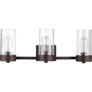 GLOBE Electric 51633 Axel 3-Light Vanity Light, Bronze, Seeded Glass Shades, Bulbs Included(Bronze)