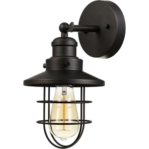 GLOBE Electric 59123 1-Light Wall Sconce, Dark Bronze, Removable Cage Shade, Wall Lighting, Wall Lamp Dimmable, Wall Lights for Bedroom, Kitchen Sconces Wall Lighting, Home Décor, Bulb Not Included(Dark Bronze)