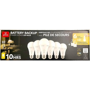 Globe Battery Backup LED Bulb – 6 Pack