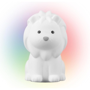 Globe Electric 13849 Multicolor Changing LED Integrated Rechargeable Silicone Night Light, Lion, Tap Button Switch, White, Modern Lighting for Bedroom, Nursery, Playroom, Nightstand(Leo Lion)