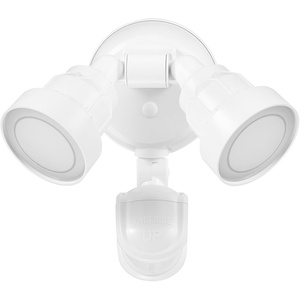 Globe Electric 180-Degree 15W Twin Head White 1400 Lumens Hardwired Motion Activated Outdoor Integrated LED Flood Light Security Light, Outdoor, Outside House Lights(White)