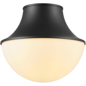 Globe Electric 1-Light Flush Mount Ceiling Light, Matte Black, Frosted Glass Shade, Contemporary Minimalist Style for Home Lighting