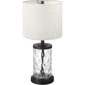 Globe Electric 20-Inch Fillable Glass Table Lamp, Oil-Rubbed Bronze, Beige Linen Shade, Customizable Farmhouse Style, 61000044