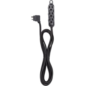 Globe Electric 22971 Designer Series 12ft Fabric Extension Cord, 3 Grounded Outlets, Right Angle Plug, 125-Volts, Integrated Hanging Hook, Metallic Gray Finish(Black)