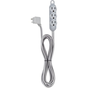 Globe Electric 22971 Designer Series 12ft Fabric Extension Cord, 3 Grounded Outlets, Right Angle Plug, 125-Volts, Integrated Hanging Hook, Metallic Gray Finish(Metallic Gray)