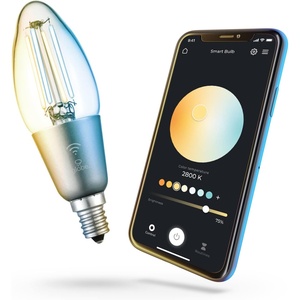 Globe Electric 34919 Wi-Fi Smart 5.5W (60W Equivalent) Straight Filament Tunable White Amber Glass LED Light Bulb, No Hub Required, Voice Activated, 2000K – 5000K, Vintage Edison Style, 500 Lumns(1 Count (Pack of 1))