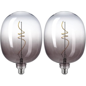 Globe Electric 35654 Luxe Luxury Oversized Smoked Glass LED Filament Light Bulb, 5 Watts (25 Watt Equivalent), Gradient Smoked Glass Design, 1800 Kelvin, 180 Lumens, 15 000 Hour Lifespan, Dimmable(Large (Pack of 2))