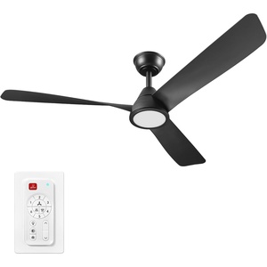 Globe Electric 37000023 52″ 2-Light Ceiling Fan with Glass Shade, Remote Control, WhisperQuiet DC Motor, 6 Speeds, Matte Black, Indoor/Outdoor(Black  Aeron)