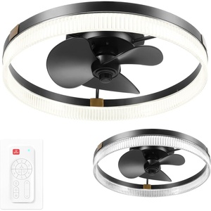 Globe Electric 37000023 52″ 2-Light Ceiling Fan with Glass Shade, Remote Control, WhisperQuiet DC Motor, 6 Speeds, Matte Black, Indoor/Outdoor(Black  Nimbus)