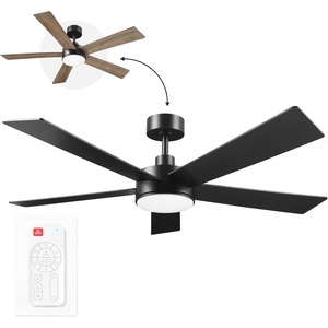 Globe Electric 37000023 52″ 2-Light Ceiling Fan with Glass Shade, Remote Control, WhisperQuiet DC Motor, 6 Speeds, Matte Black, Indoor/Outdoor(Black  Veloria)