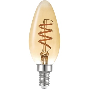 Globe Electric 40W Equivalent Soft White (2000K) Edison Candelabra Amber Glass Dimmable LED Light Bulb 31355, 1-Pack, B10 Vintage(B10)