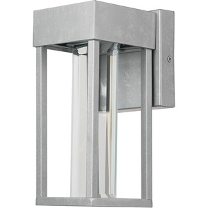 Globe Electric 44359 Capulet LED Integrated Outdoor Indoor Wall Sconce, Black, Clear Bubble Glass Center Column, Dimmable, 12W, 850 Lumens(Galvanized Steel  Bowie)