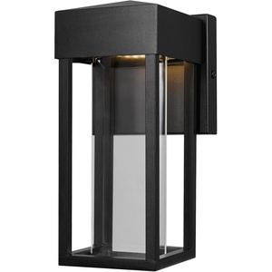 Globe Electric 44359 Capulet LED Integrated Outdoor Indoor Wall Sconce, Black, Clear Bubble Glass Center Column, Dimmable, 12W, 850 Lumens(Matte Black  Bowie)