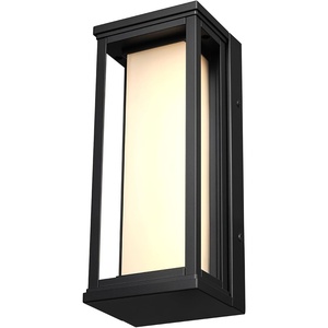Globe Electric 44359 Capulet LED Integrated Outdoor Indoor Wall Sconce, Black, Clear Bubble Glass Center Column, Dimmable, 12W, 850 Lumens(Matte Black  Frosted Glass)