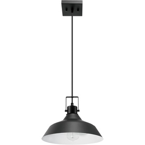 Globe Electric 44476 1-Light Indoor/Outdoor Pendant Light, Matte Black Finish, Textured Socket Detail, Adjustable Hanging Height, E26 Base, Modern Farmhouse Style(Sutton (Black))