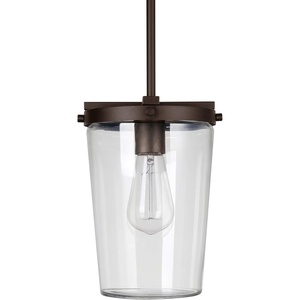 Globe Electric 44635 1-Light Outdoor Pendant, Bronze, Clear Glass Shade, Bulb Included(Retro)