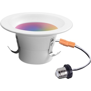 Globe Electric 50078 Wi-Fi Smart 4″ LED Retrofit Recessed Light, No Hub Required, Voice Activated, 10 W, Multicolor Changing RGB, White 2000K – 5000K, 600 Lumens, GU10 and E26 Adaptors Included