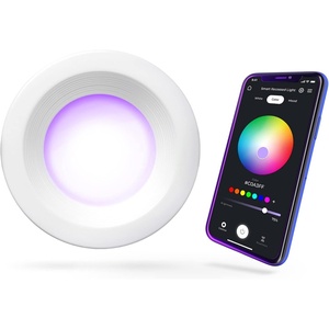 Globe Electric 50079 Wi-Fi Smart 5″/6″ LED Retrofit Recessed Light, No Hub Required, Voice Activated, 11 Watts, Multicolor Changing RBG, Tunable White 2000K – 5000K, 700 Lumens, E26 Adaptor Included