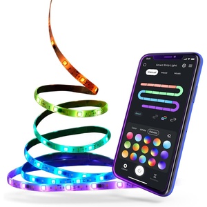Globe Electric 50502 Wi-Fi Smart Multicolor Changing RGB LED Music Sync Plug-in Strip Light, No Hub Required, Voice Activated, 5 Meters/16.4 Feet, IP65 Rated, 3000 Kelvin, Smart Home Automation