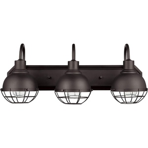 Globe Electric 51620 Eli 3-Light Caged Vanity Light, Dark Bronze, Bulbs Included, 220 Lumen