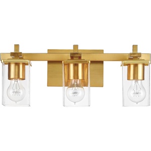 Globe Electric 51634 Dakota 5-Piece All-in-One Bathroom Set 3 Vanity Light with Seeded Glass Shades, Bar, Toilet Paper Holder, Towel Ring, Robe Hook, Matte Black(Brass)