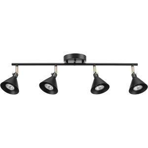 Globe Electric 57228 4-Light Track Lighting, Matte Black, Matte Brass Accents, Lighting for Kitchen, Bathroom, Bedroom, or Dining Room, Living Room Ceiling Lights, Light Fixture, Kitchen Island Lights