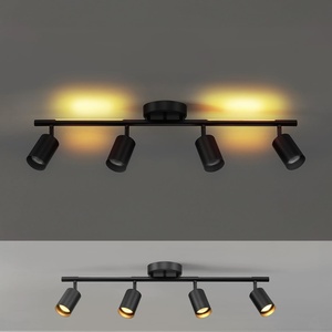Globe Electric 57500 4-Light Track Lighting, Matte Black, Adjustable Center Swivel Bar, Modern Ceiling Fixture for Kitchen Island, Hallway, or Dining Room Table, GU10 Bi-Pin Twist and Click Base(Black  Pratt)